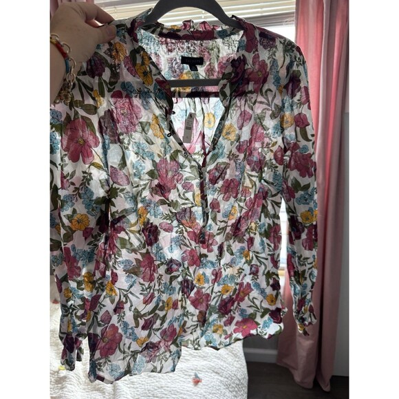 NWT Talbots XL Women’s Shirt Button Up Multicolor Long Sleeve Cotton - Picture 4 of 9